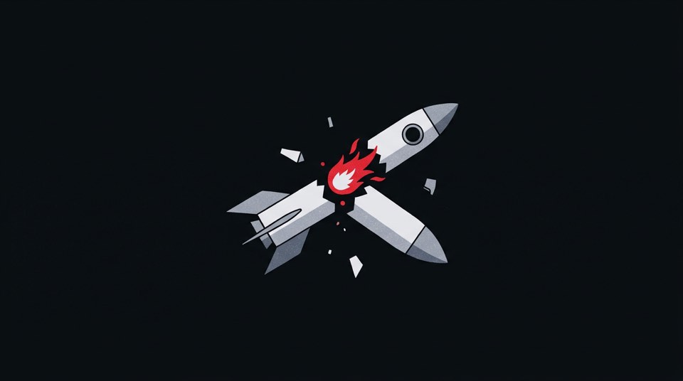 A rocket breaking apart mid-flight